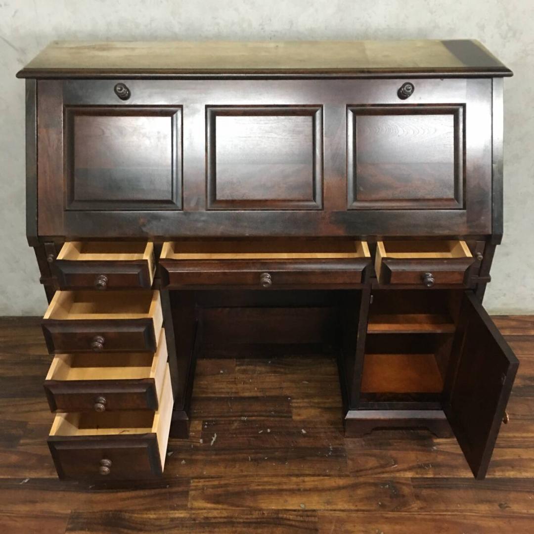 月末限定値下げ！北海道民芸家具 樺無垢材 ライティングビューロー デスク 両袖