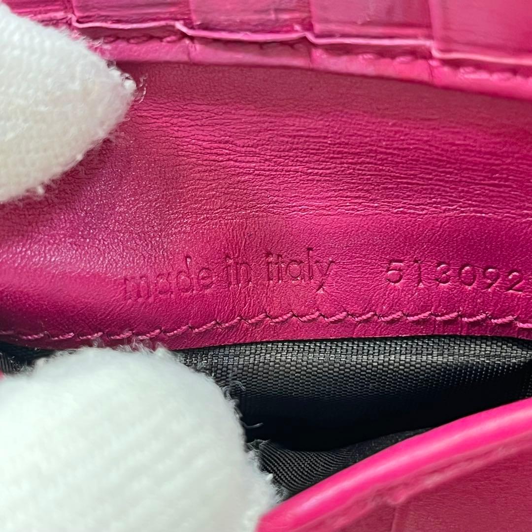 イヴサンローラン 二つ折り財布 カサンドラ YSLロゴ パテントレザー ピンク