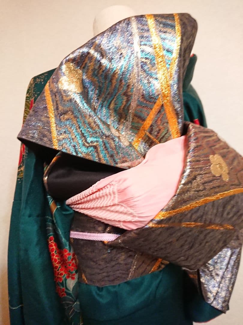 セミアンティーク振袖フルセットトールサイズ牡丹蝶々藤百花繚乱 高級振袖大正ロマン