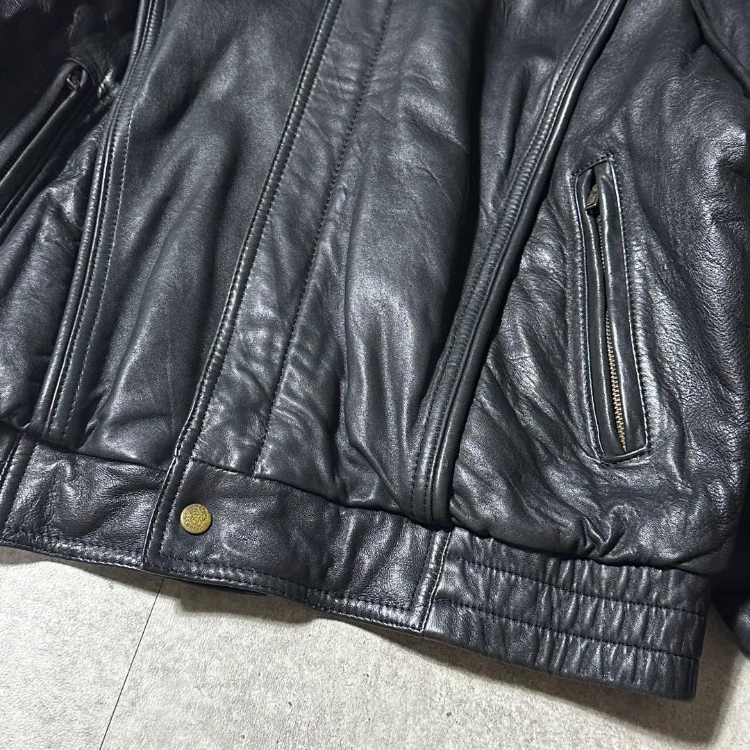 美品 Valentino uomo レザー ブルゾン 44 黒 深水光太