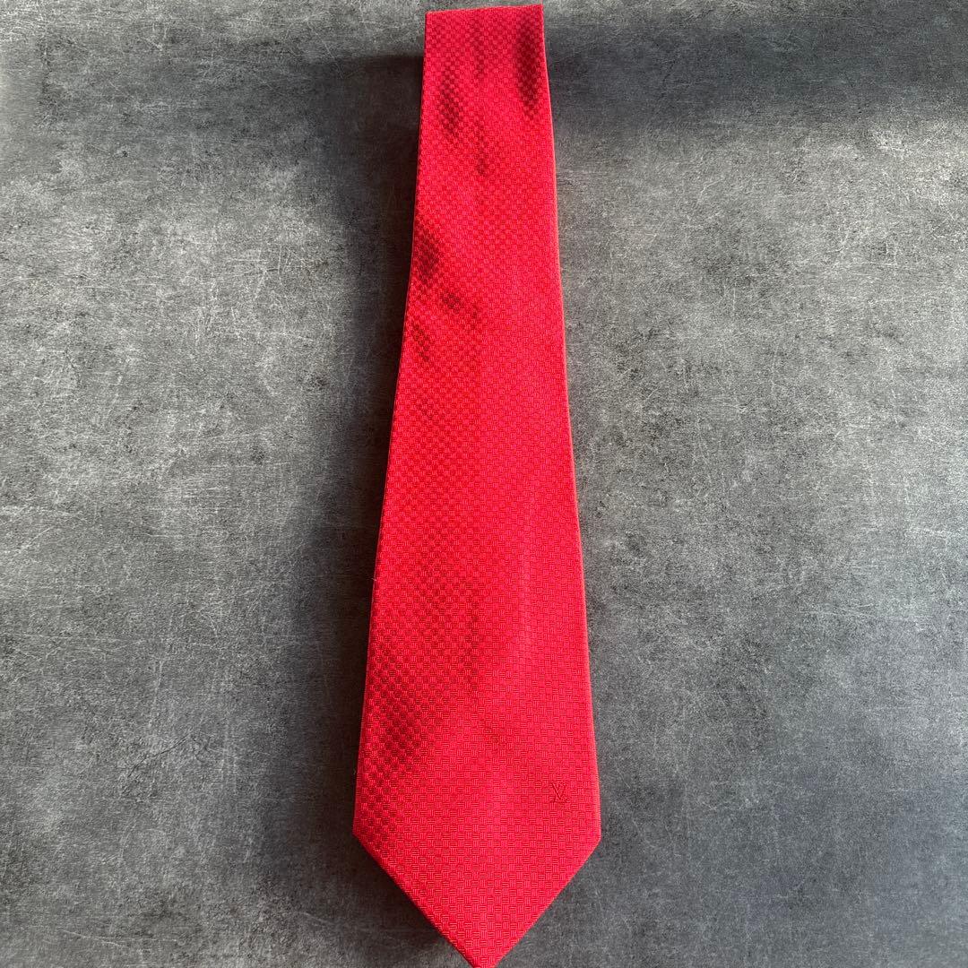 LOUIS VUITTON レッド チェック柄 ネクタイ