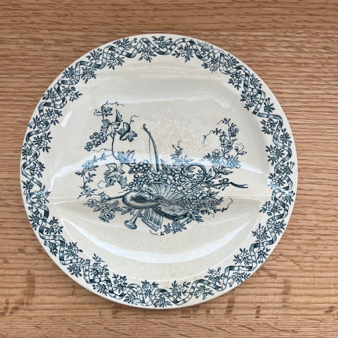 レア✨ フランスアンティーク ロンウィ セパレート プレート 楽器 花 葡萄