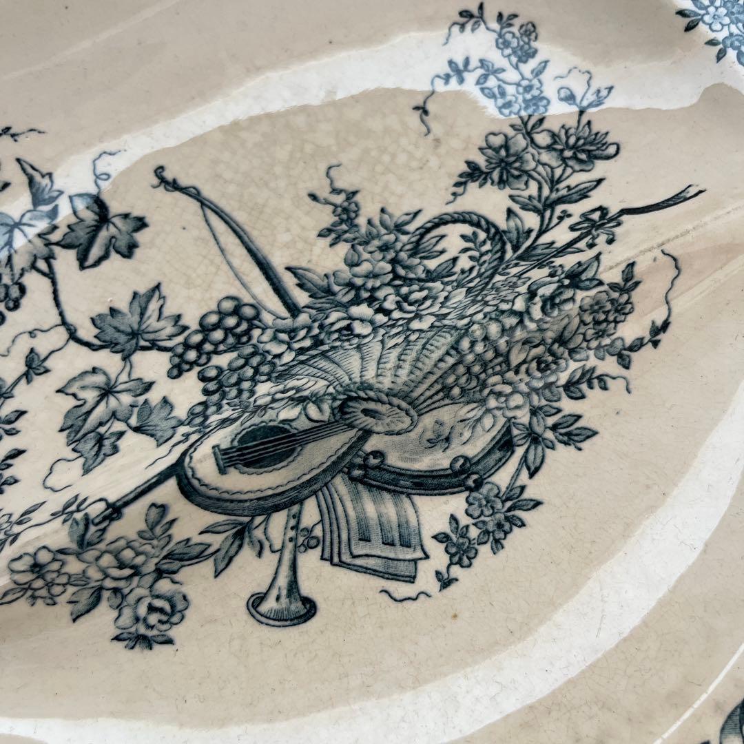 レア✨ フランスアンティーク ロンウィ セパレート プレート 楽器 花 葡萄