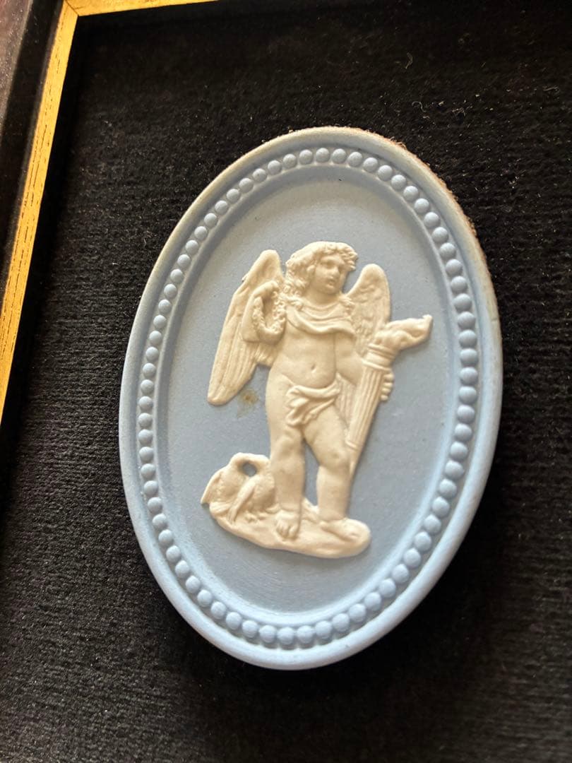  ウェッジウッド　陶板　壁掛け　ジャスパー　ブルー　額縁　絵画