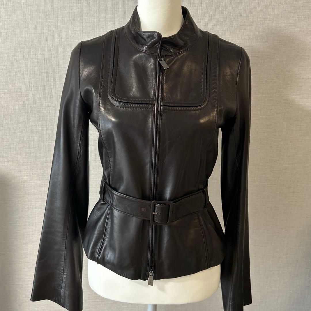 セリーヌ CELINE ダークブラウン　レザージャケット　38