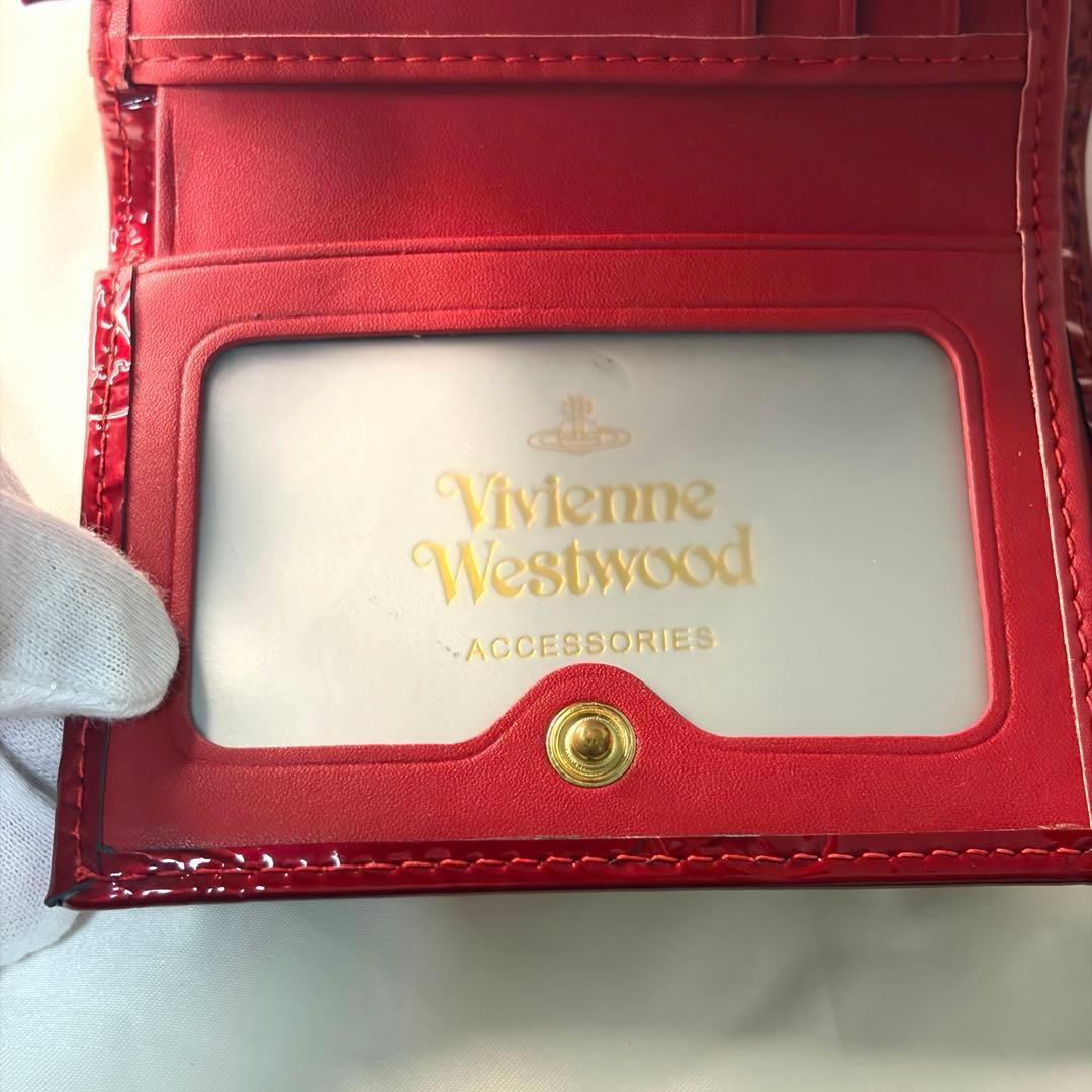 Vivienne Westwood 三つ折財布 エナメル レッド がま口 オーブ