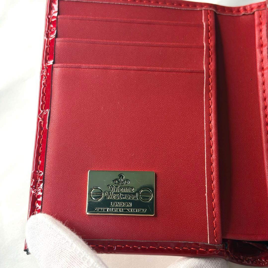 Vivienne Westwood 三つ折財布 エナメル レッド がま口 オーブ