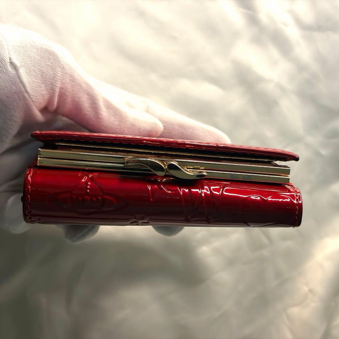 Vivienne Westwood 三つ折財布 エナメル レッド がま口 オーブ