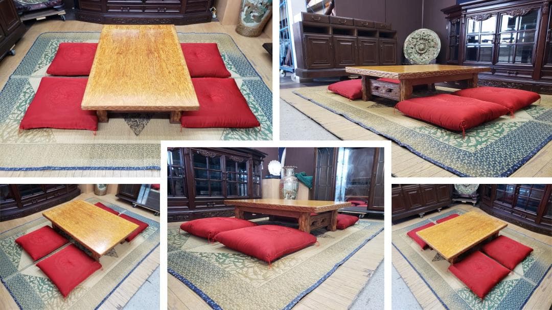 トイプーB22　屋久杉　座卓　座布団付き　和室セット