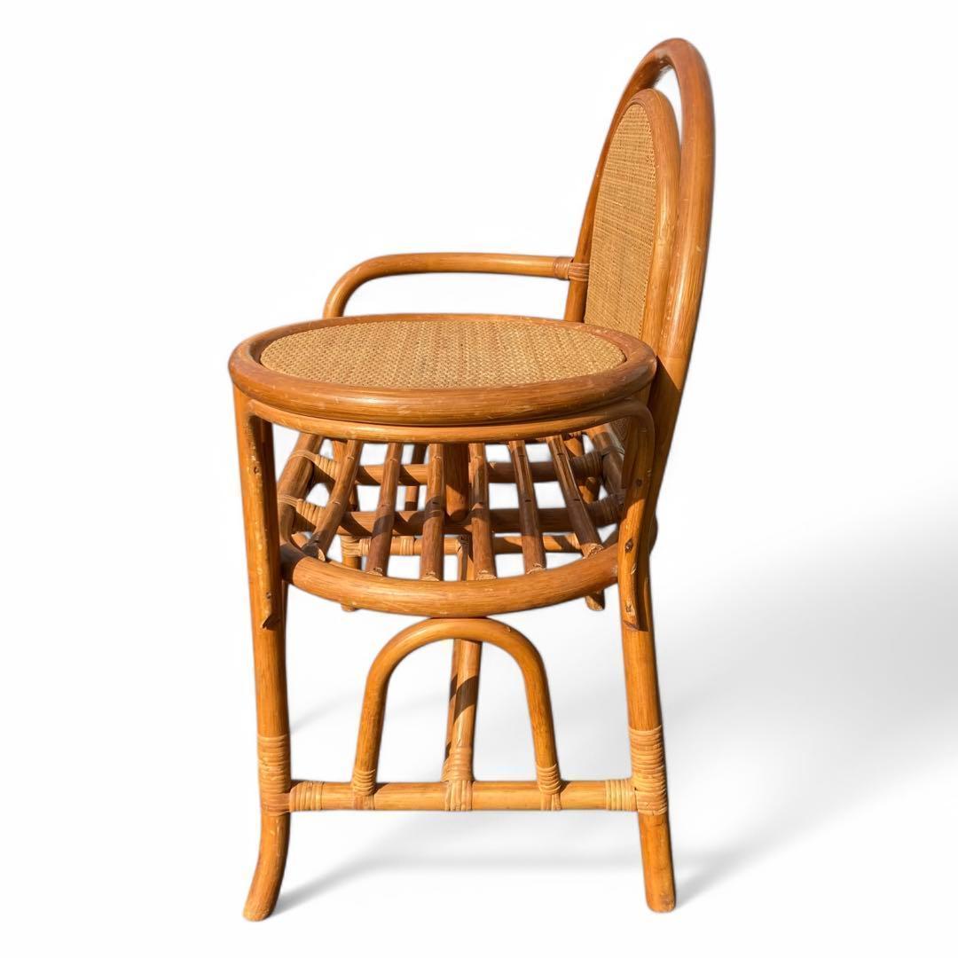 ラタン テレフォンべンチ 藤家具 椅子 テーブル付き 昭和レトロ ヴィンテージ