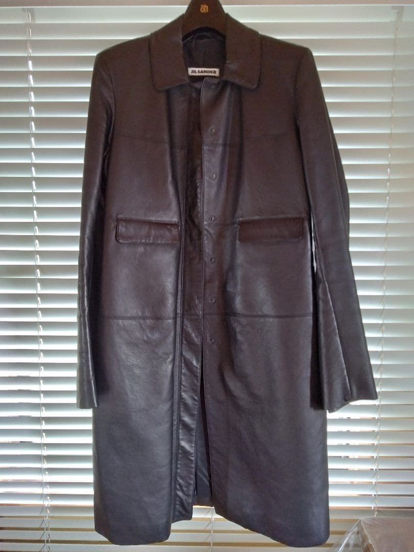 JIL SANDER ブラック レザーコート 34