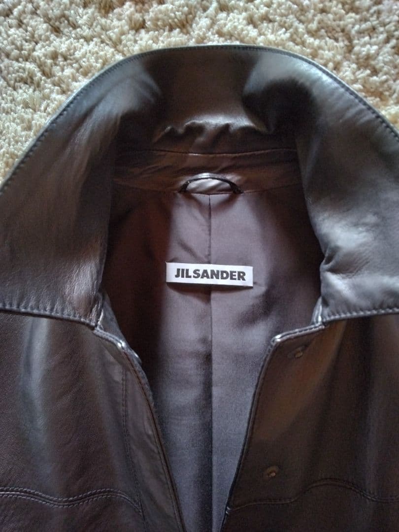 JIL SANDER ブラック レザーコート 34