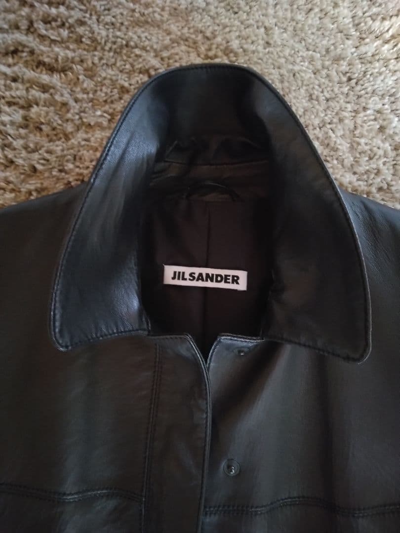 JIL SANDER ブラック レザーコート 34