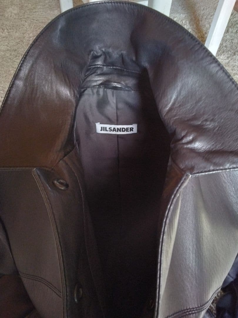 JIL SANDER ブラック レザーコート 34