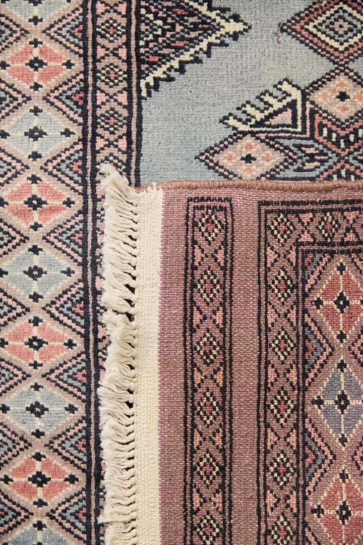 ヴィンテージラグ　トライバルラグ　パキスタン産（100×63cm）青　茶　グレー