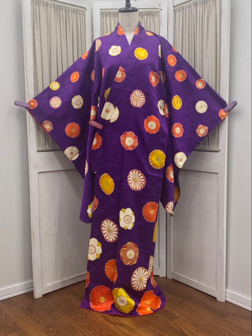 アンティーク着物　子ども　四つ身　レトロ　花丸文　七五三　13参り