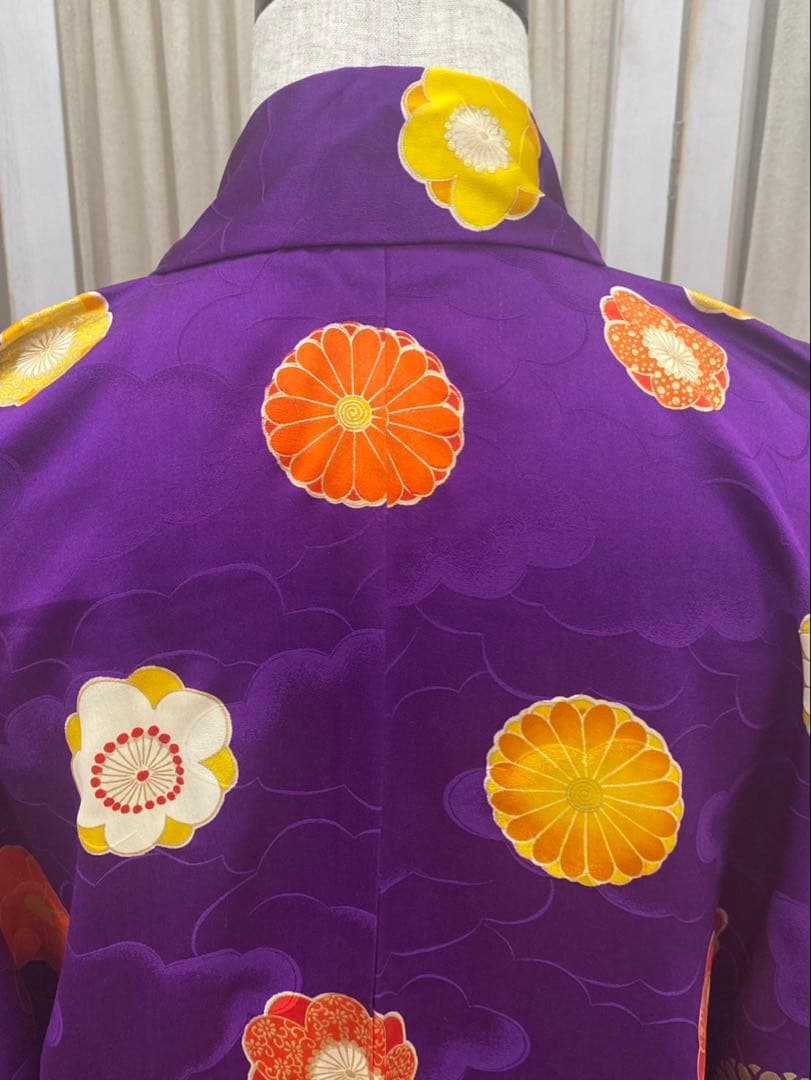 アンティーク着物　子ども　四つ身　レトロ　花丸文　七五三　13参り