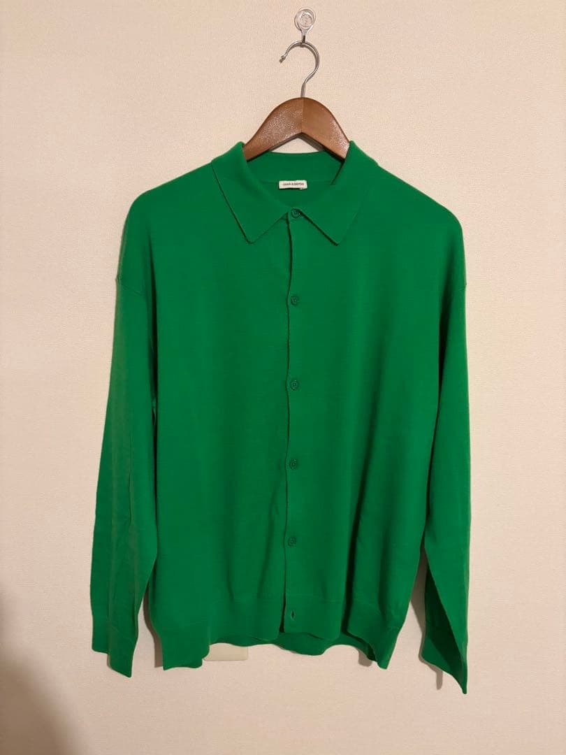 cash&barba ウーステッドカシミヤ 150 ポロカラー V Green