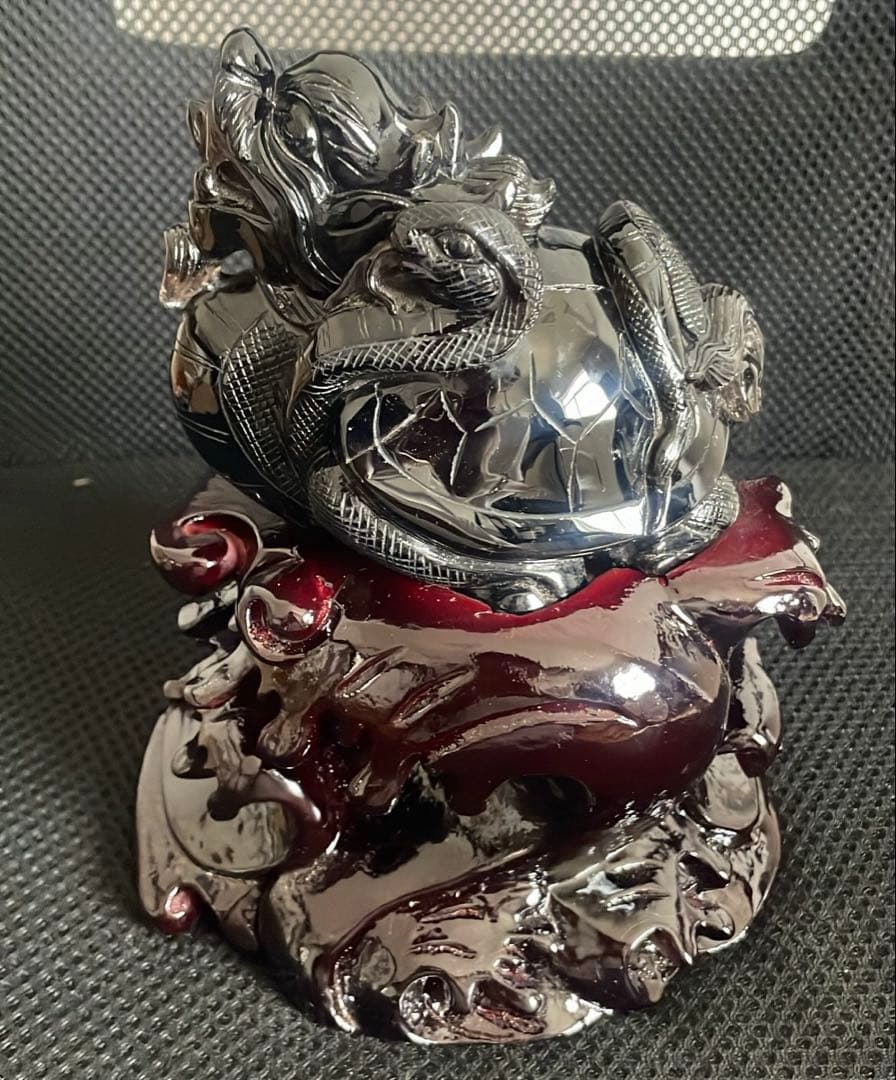 【コレクション】山東省産　モリオン龍亀　黒水晶