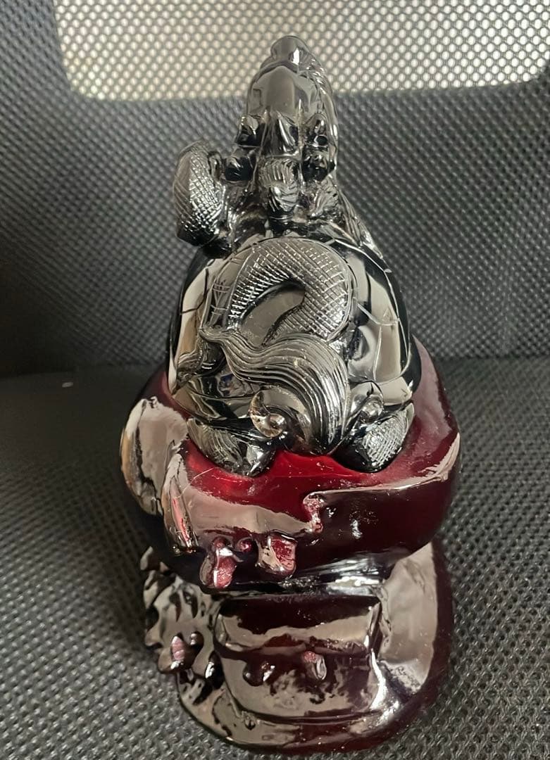 【コレクション】山東省産　モリオン龍亀　黒水晶