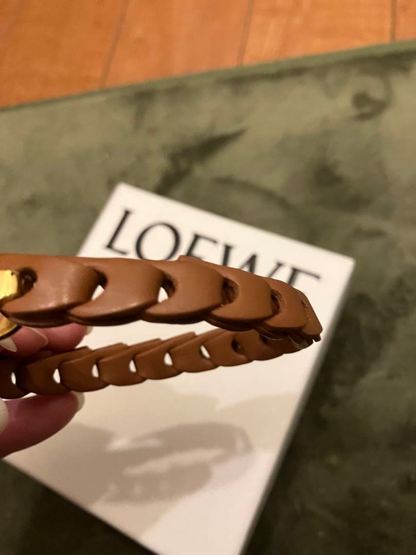 LOEWE ウーブン　ブラウンレザー 編み込みブレスレット