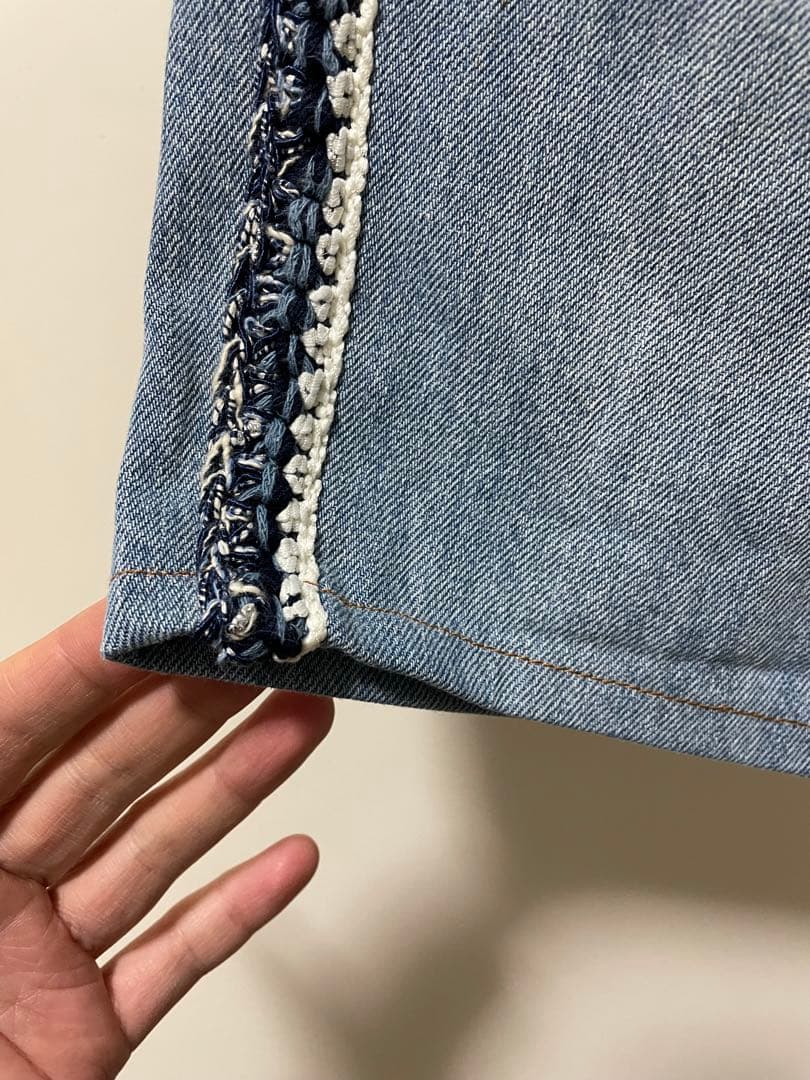 CHANEL シャネル ココステッチ ツイードラインデニムパンツ