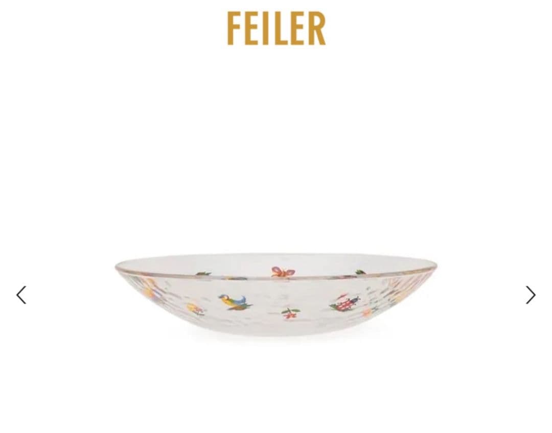 FEILER 花と鳥の装飾 ガラスプレート2枚セット