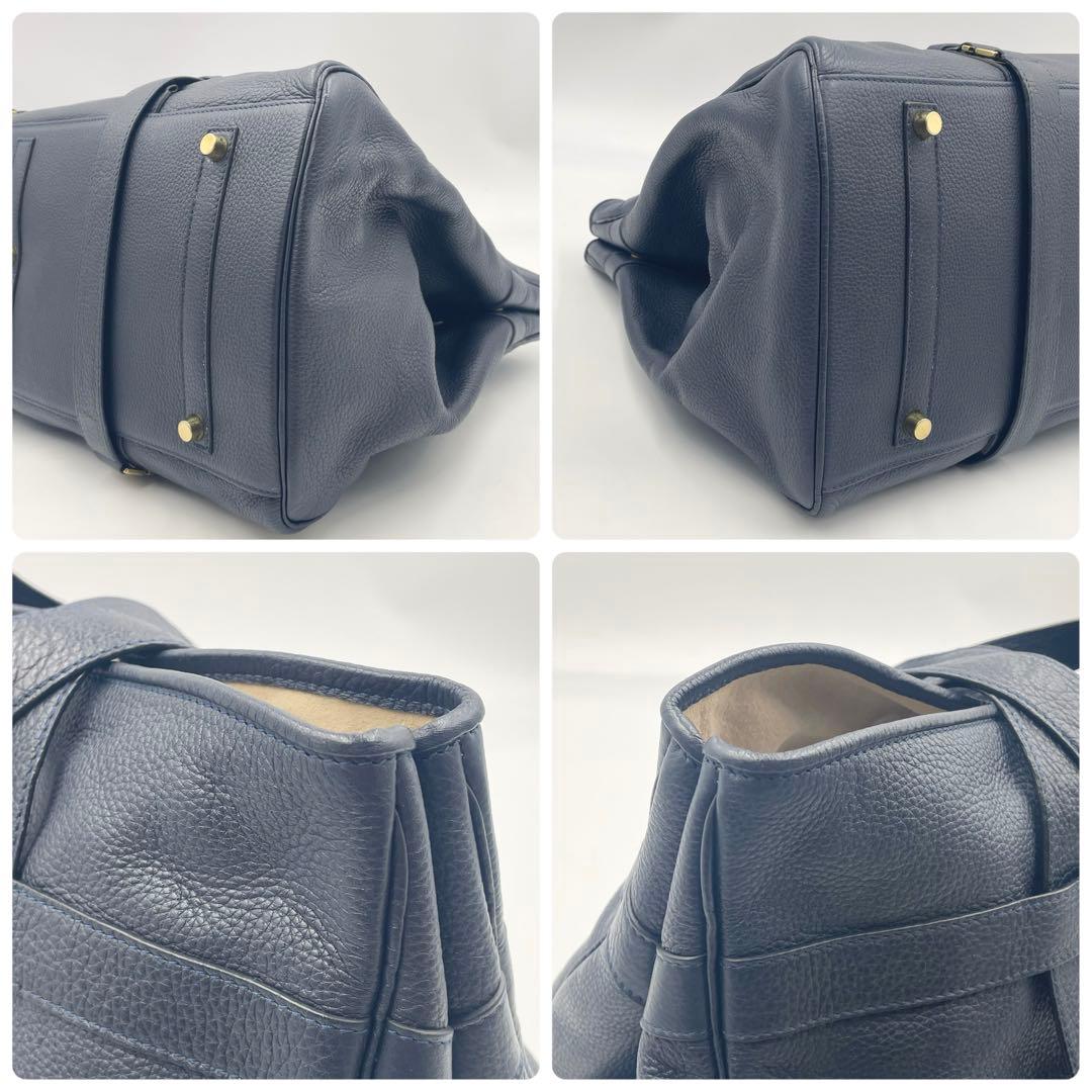 極美品 シセイ アルカンターラトートバッグ 肩掛け A4 スエード ネイビー