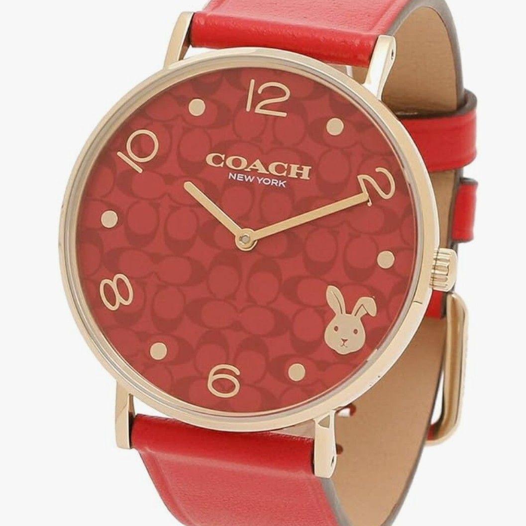え*み様 【美品】COACH コーチ腕時計 赤レッド 干支 卯年　うさぎ　箱付き