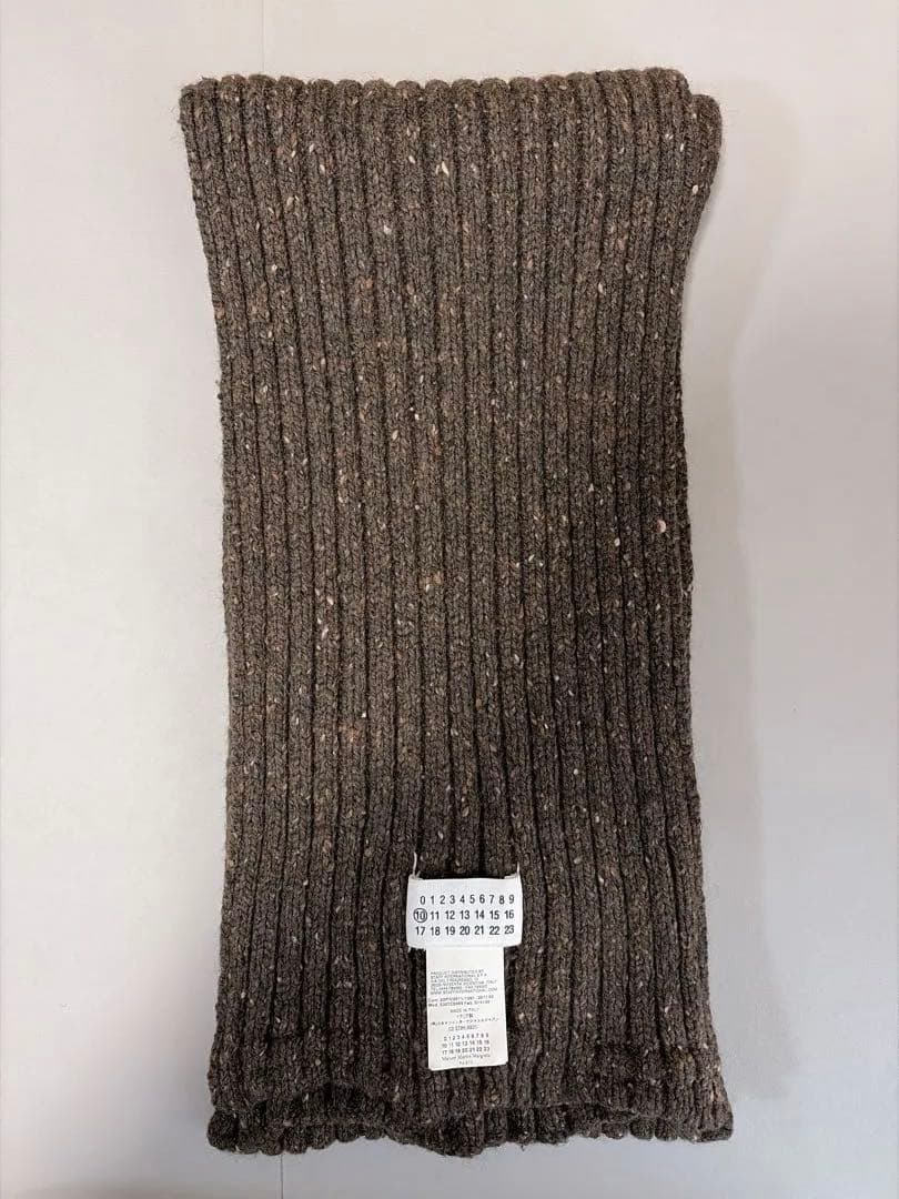 Maison Martin Margielaリブ編みブラウンマフラー