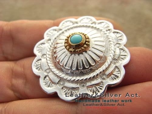 専用ターコイズシルバーコンチョ　シルバー925 真鍮　ブラス　トルコ石