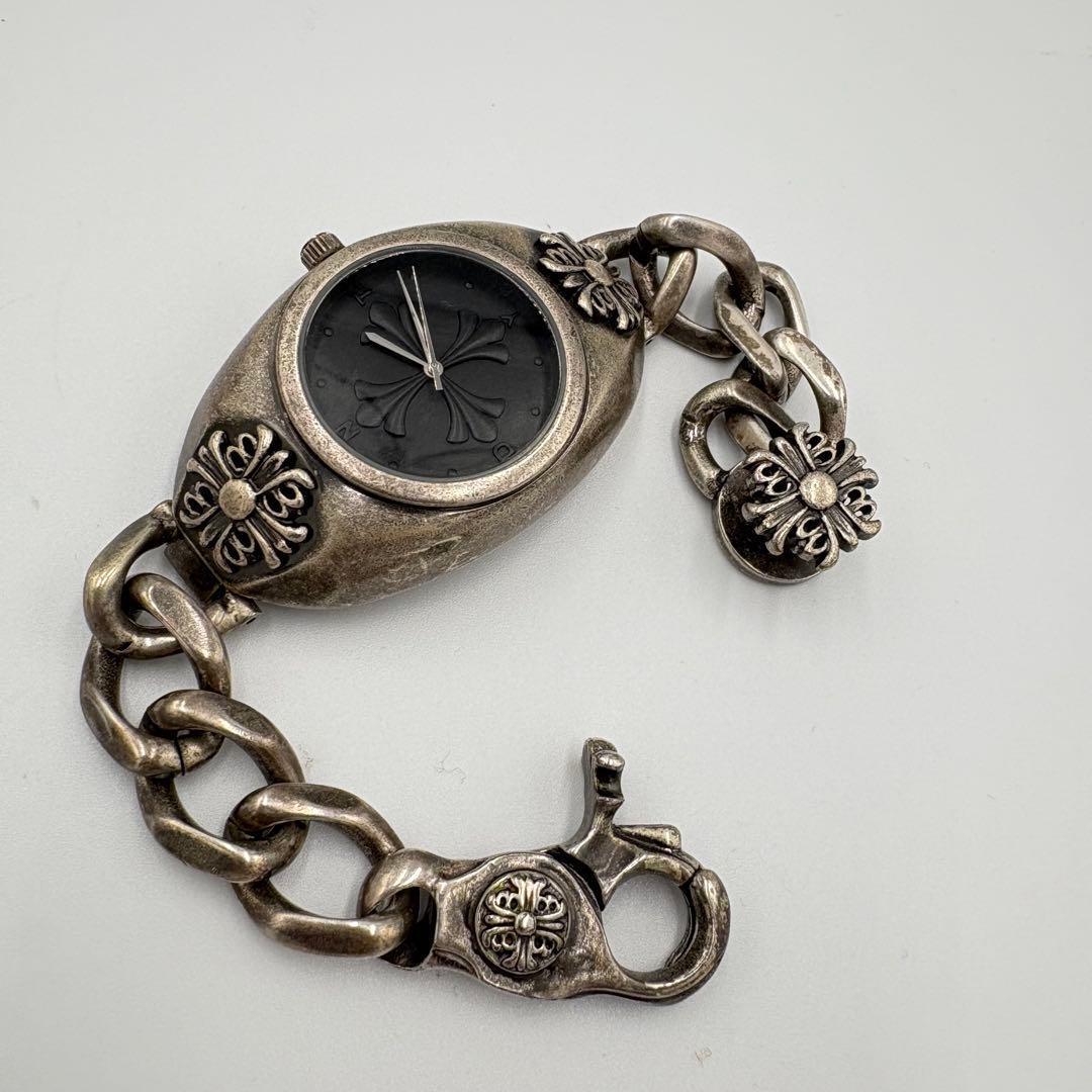 激チャラ 腕時計 チェーンブレスレット 極太 十字架 マットブラック