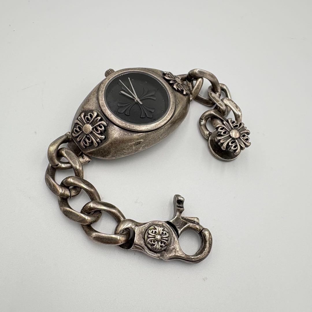 激チャラ 腕時計 チェーンブレスレット 極太 十字架 マットブラック