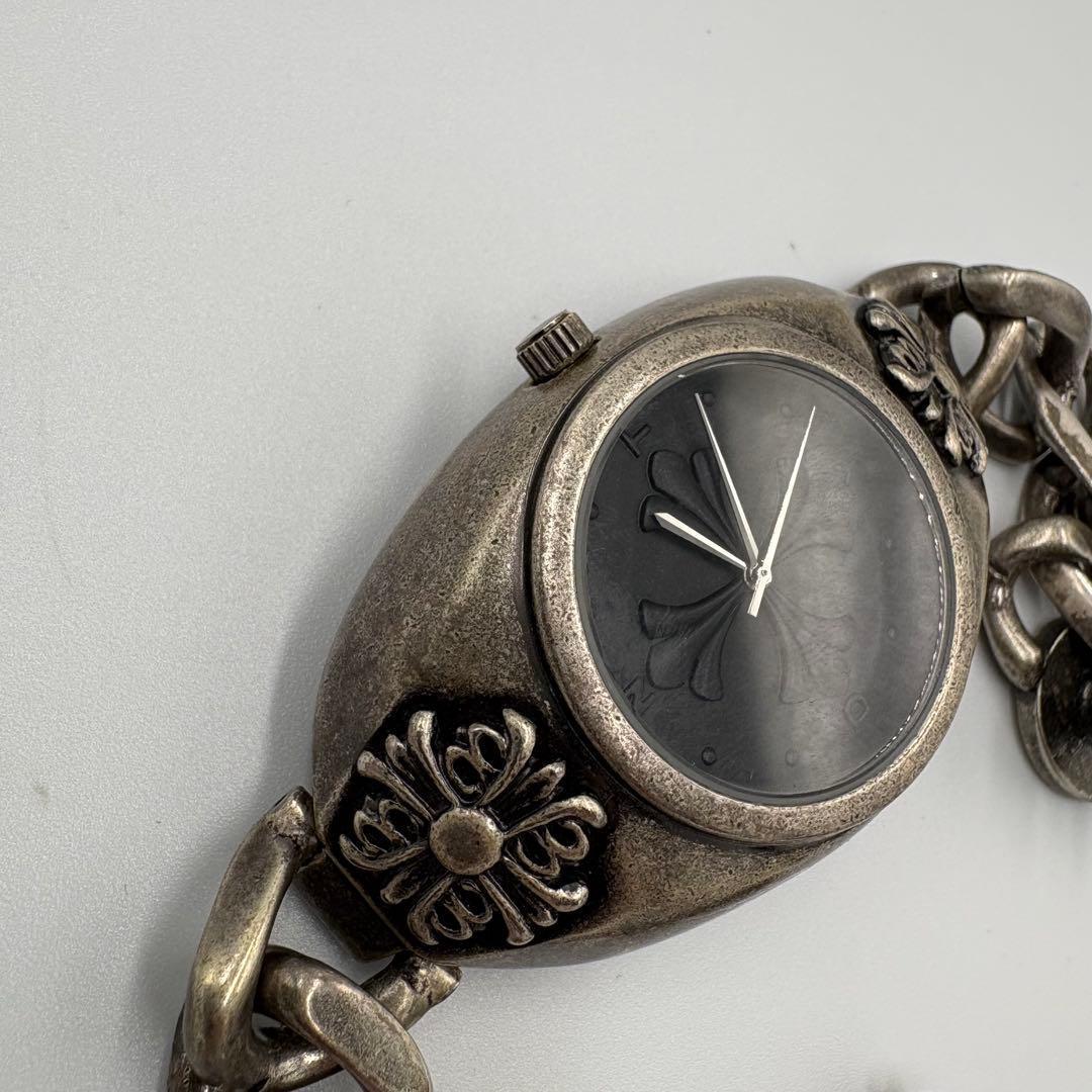 激チャラ 腕時計 チェーンブレスレット 極太 十字架 マットブラック