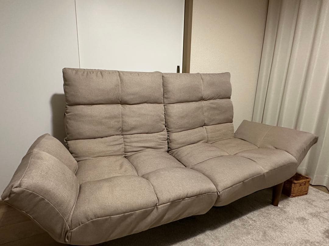 リクライニングソファ ベージュ 2人掛け