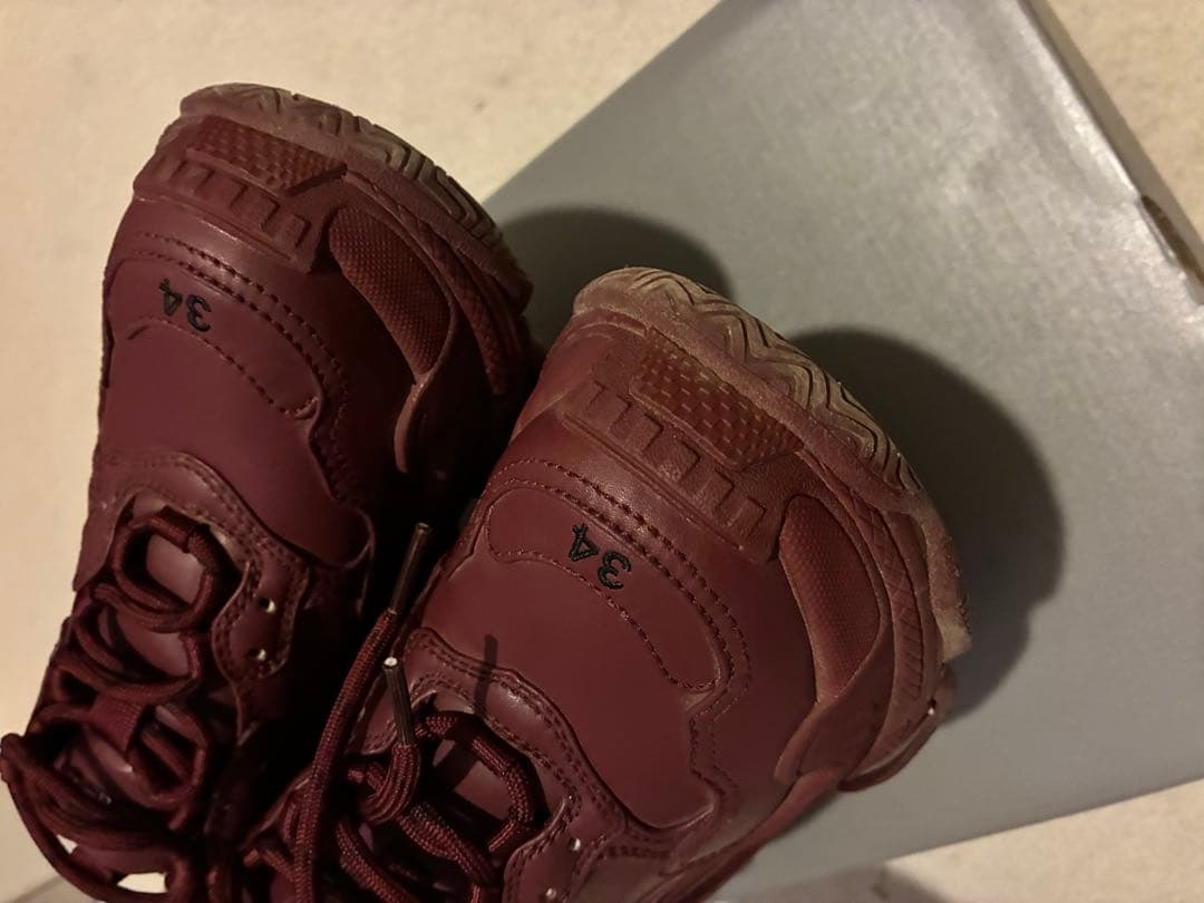 バレンシアガ　triple s 34 バーガンディ