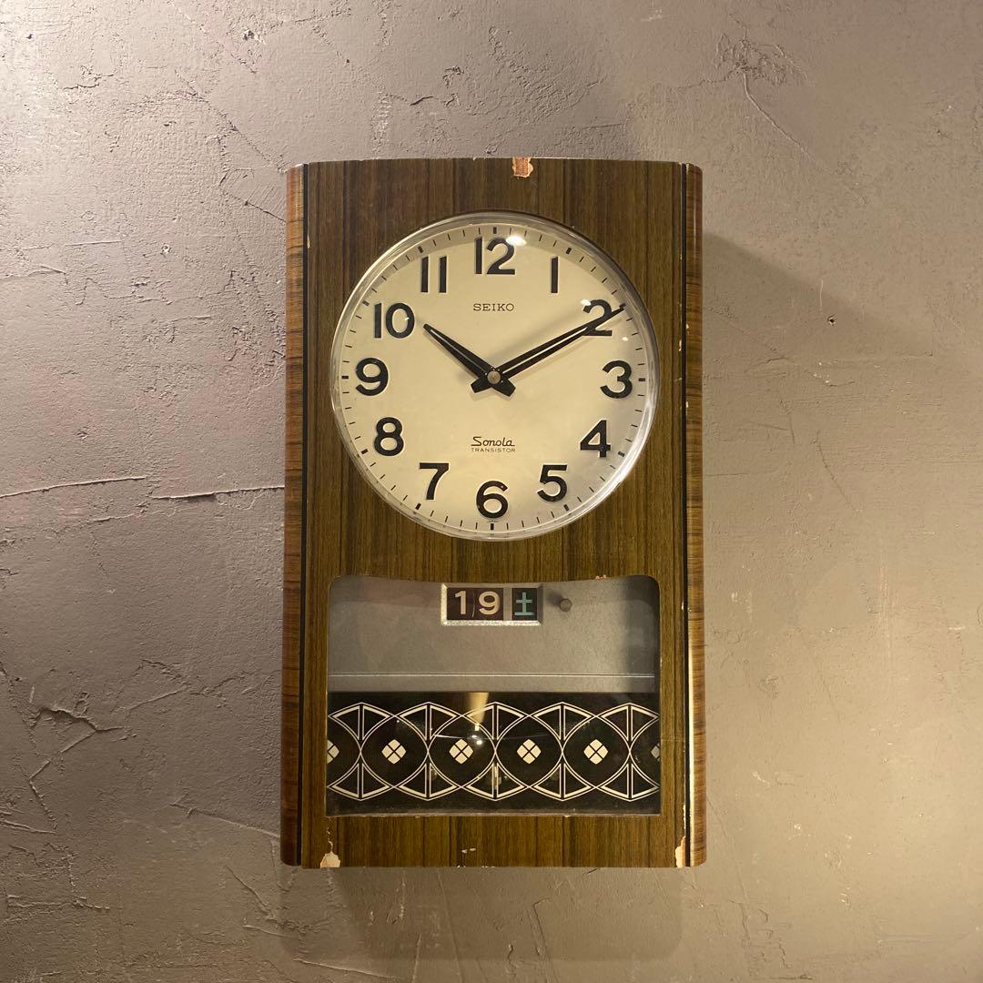 昭和40年代 SEIKO ソノーラトランジスター壁掛け時計 カレンダー 時打時計