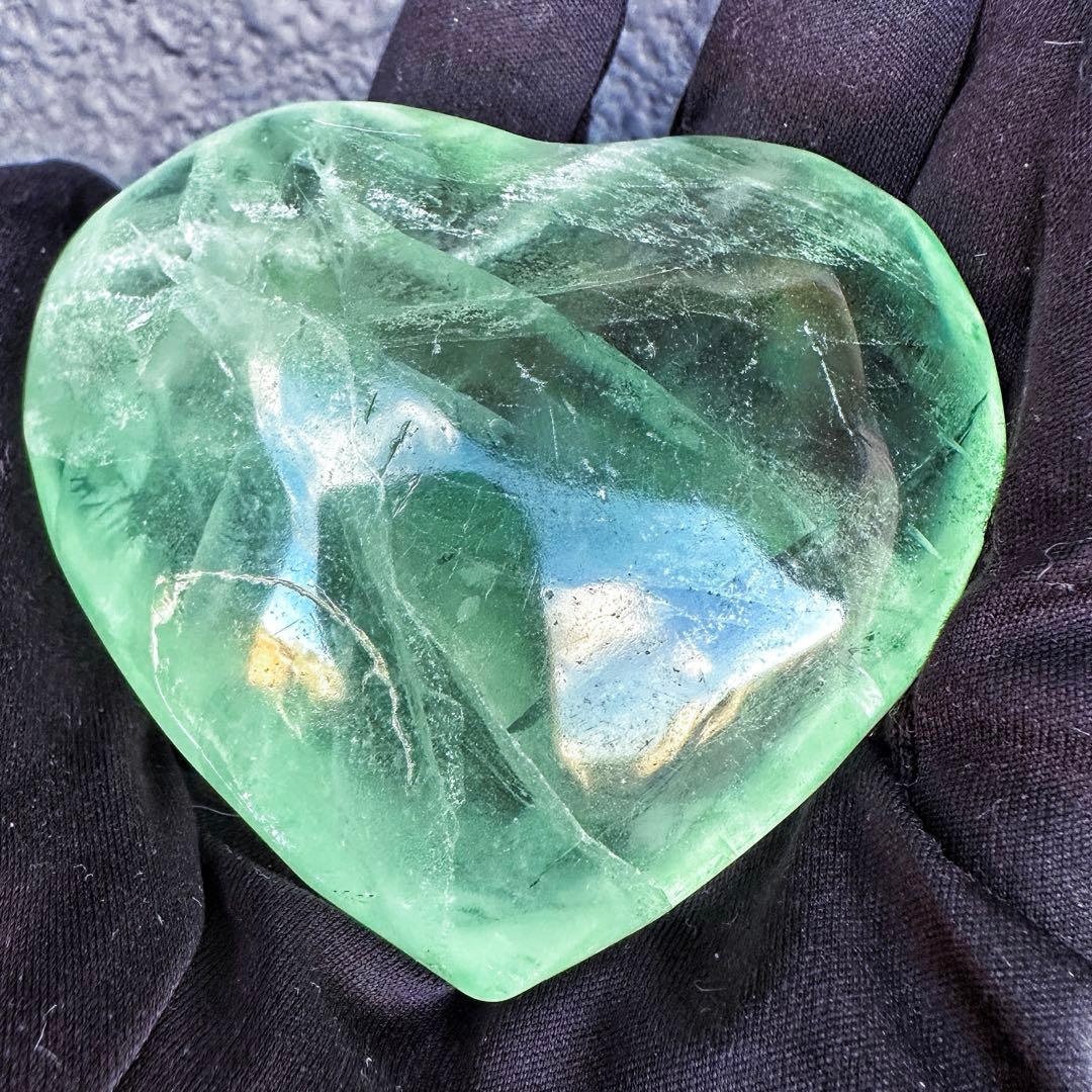 爆アレ❗️レインボー☆グリーンフローライト♡ハート♡ 蛍石パワーストーンA1318
