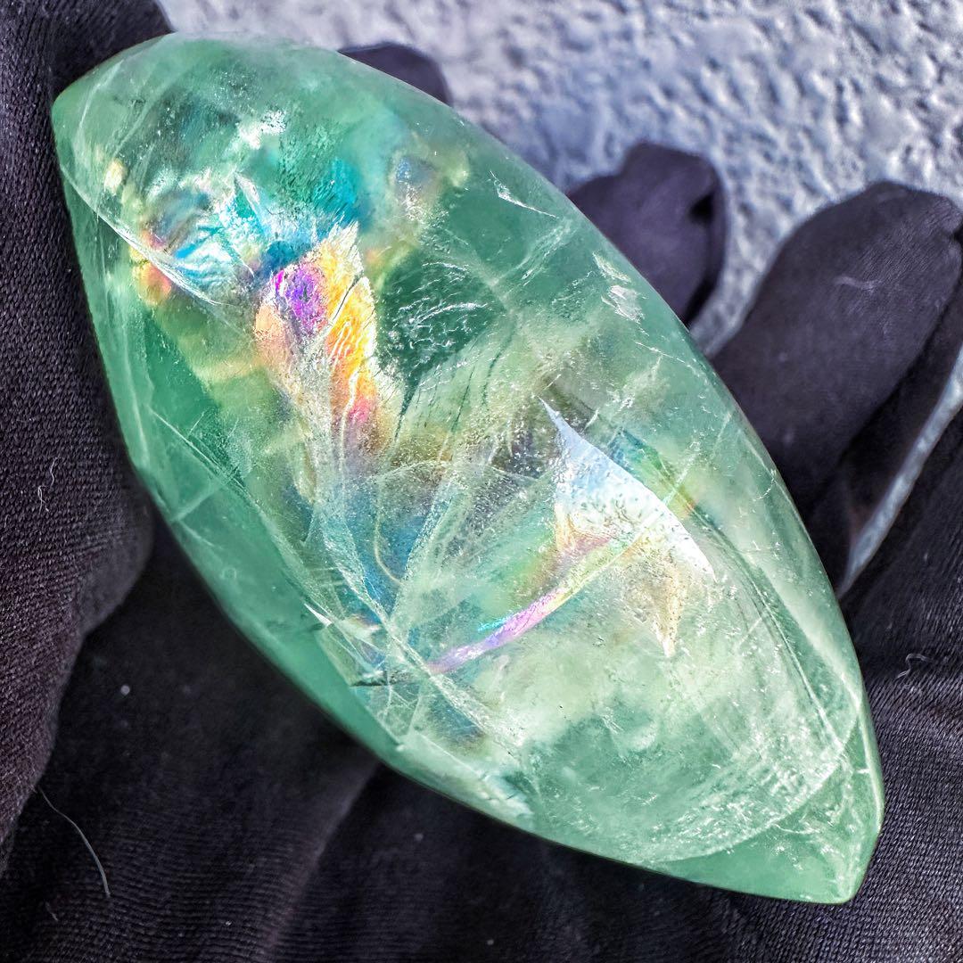 爆アレ❗️レインボー☆グリーンフローライト♡ハート♡ 蛍石パワーストーンA1318