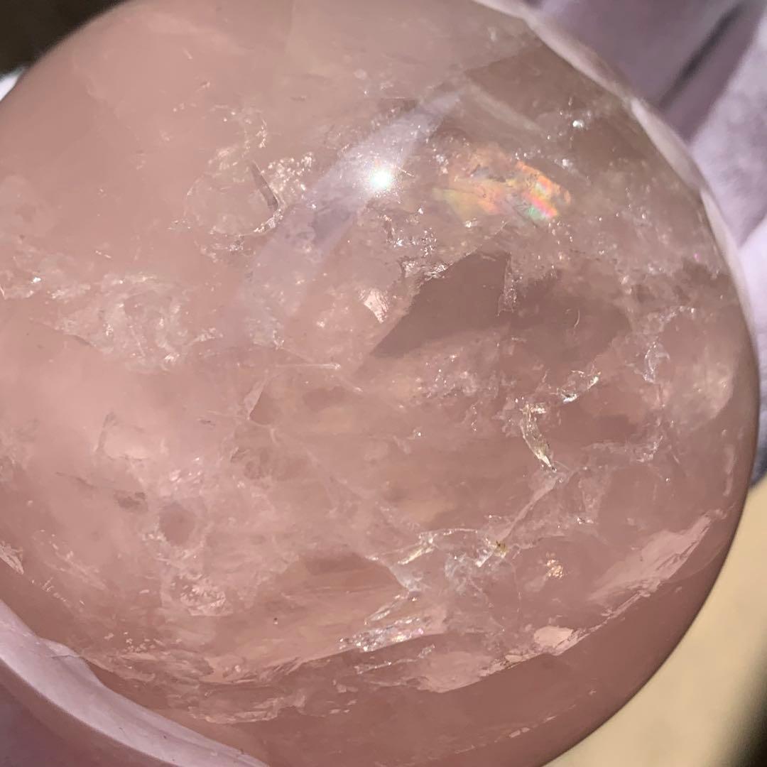 パープルローズクォーツ　スター＆虹入り　スフィア　ブラジル産　天然石