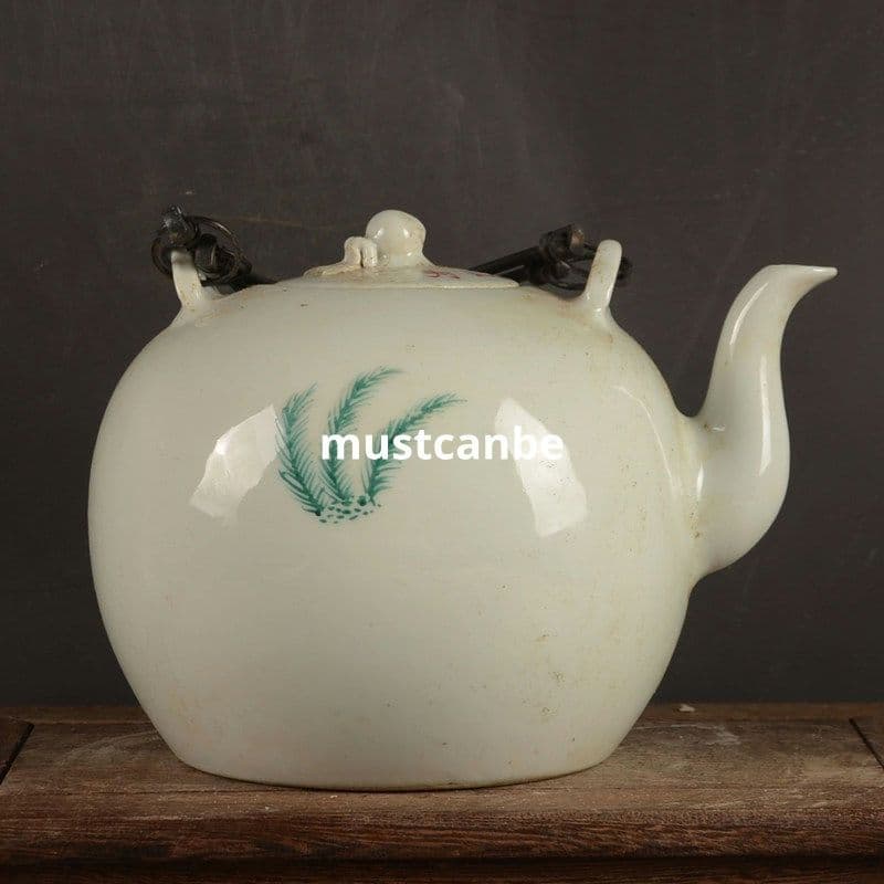 景徳鎮 陶磁器 手描きパステル魚提梁湖 茶壺 煎茶器 装飾品 現代工芸品 置物