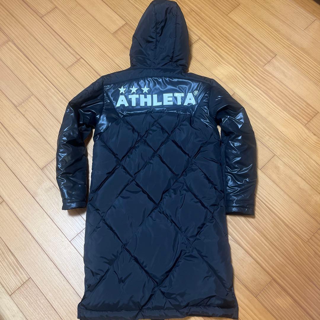 【美品】ATHLETA アスレタ フード付 ダウン ベンチコート Sブラック