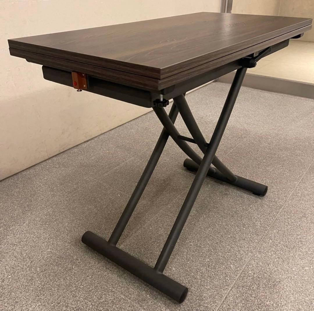 【美品】ヤマソロ 昇降テーブル グロリアス 82-645（ブラウン/ブラック）