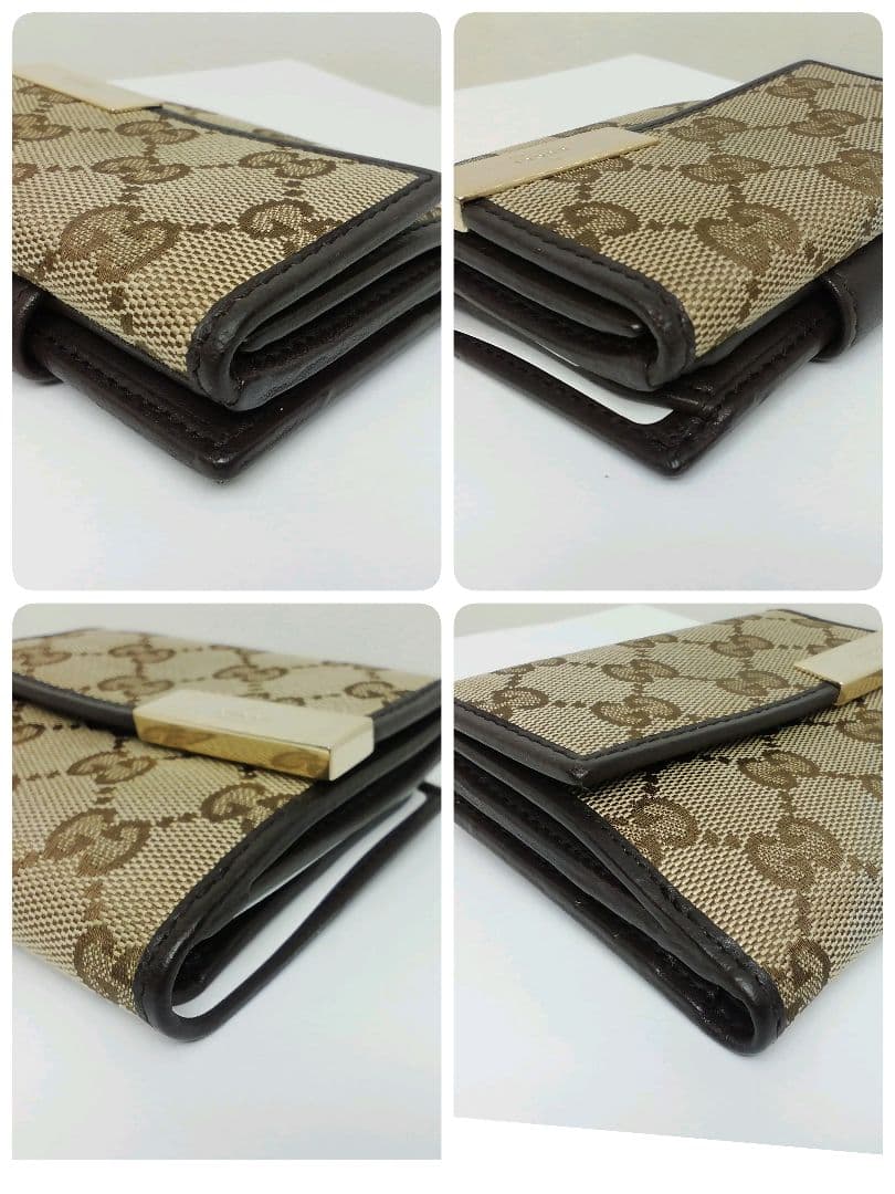 GUCCI　グッチ　GGキャンバス　ブラウン　Wホックタイプ　保存袋・付属品