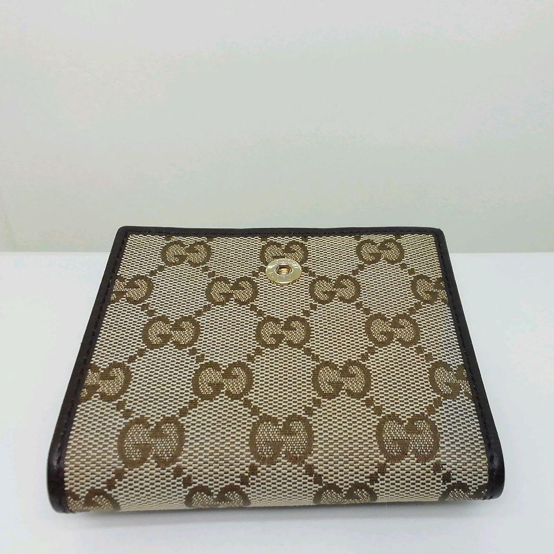 GUCCI　グッチ　GGキャンバス　ブラウン　Wホックタイプ　保存袋・付属品