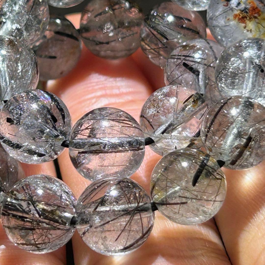 ☆別格高級品質！福運招財宝珠⑨！漆黒美！ブラック ルチル ブレス