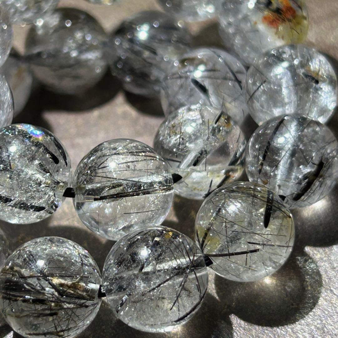 ☆別格高級品質！福運招財宝珠⑨！漆黒美！ブラック ルチル ブレス