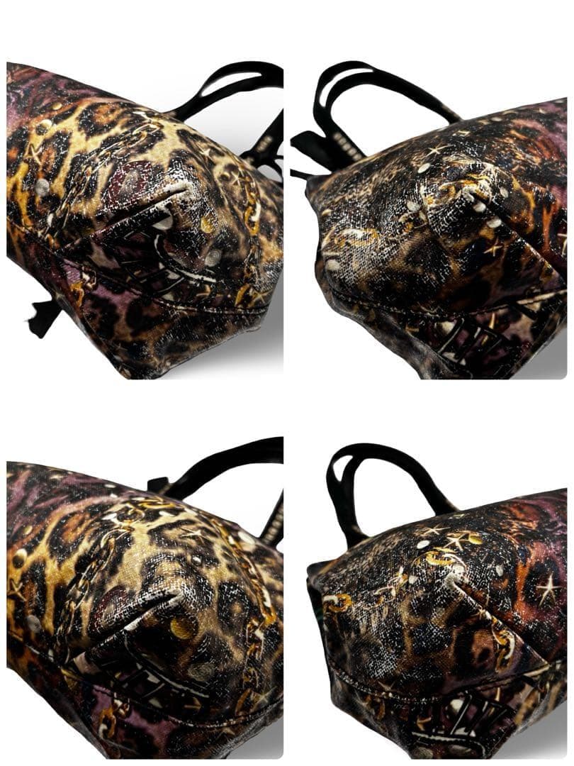 【良品】ジミーチュウ アニマル柄 トートバッグ スタッズ PVCレザー　チャーム