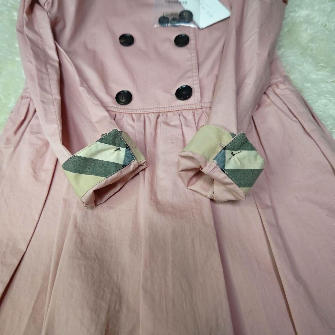 【新品タグ付き】バーバリーチルドレン トレンチワンピース 10Y 140 ピンク