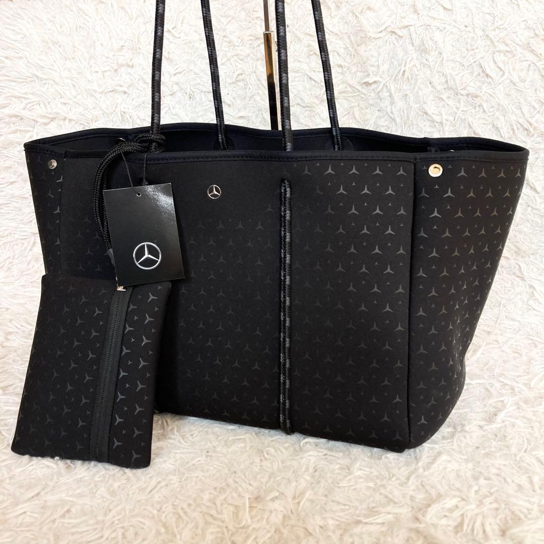 未使用 Mercedes-Benz トートバッグ ポーチ付 スター ブラック